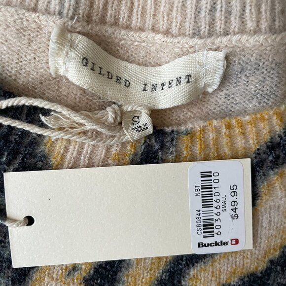 Gilded Intent Women's Oversize Sweater yellow/black tie dye Bell Sleeve Size S - Picture 5 of 7